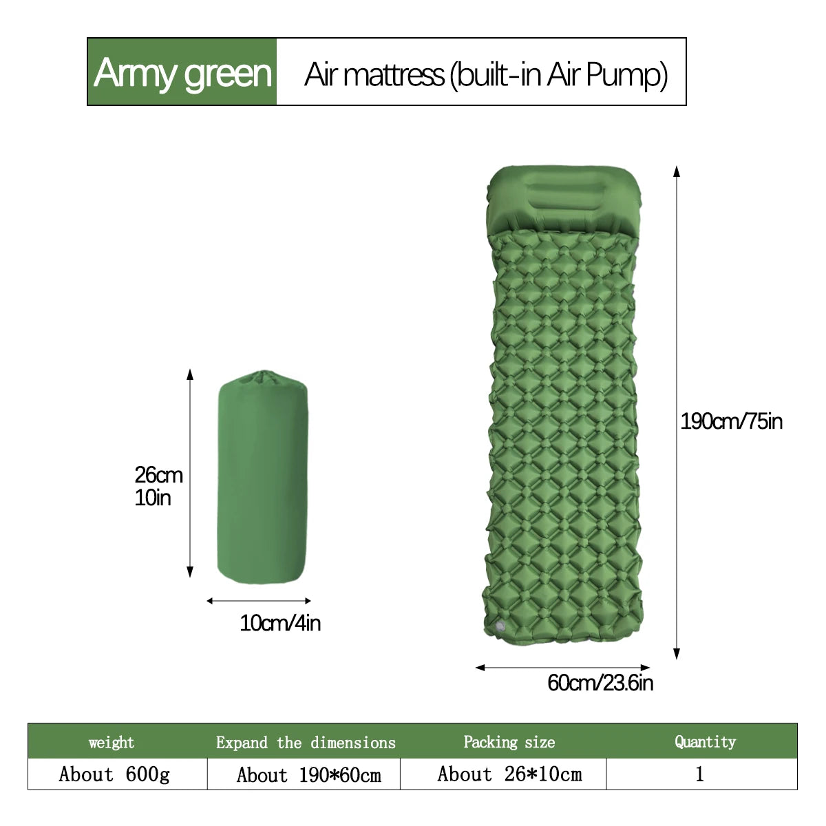 Ultralight Outdoor Camping Sleeping Pad with Pillow