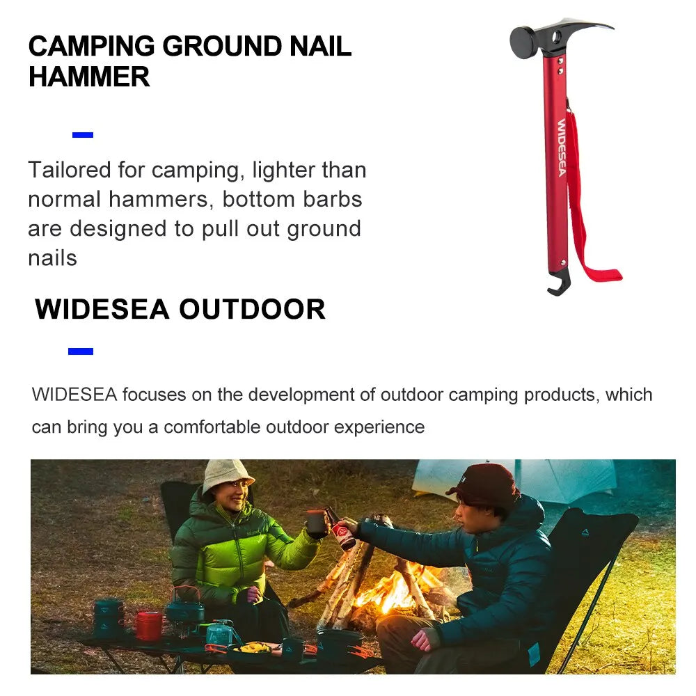 Widesea Stainless Steel Tent Hammer with Stake Puller
