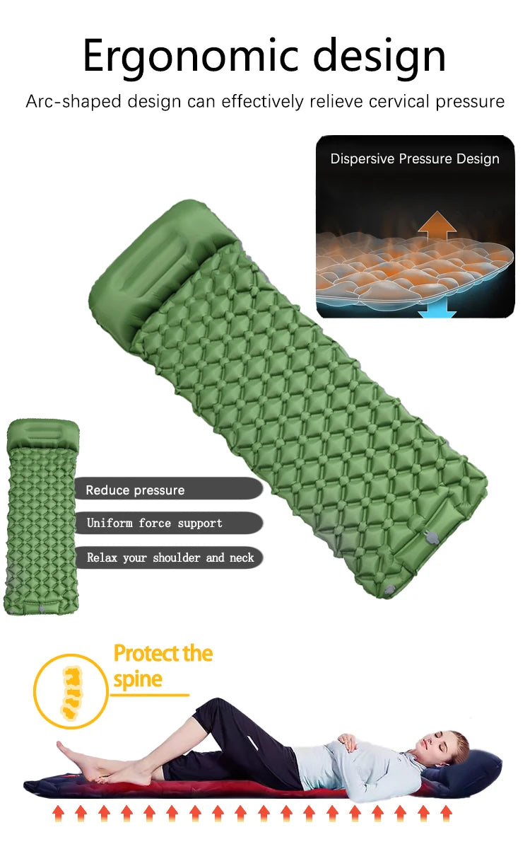 Ultralight Outdoor Camping Sleeping Pad with Pillow