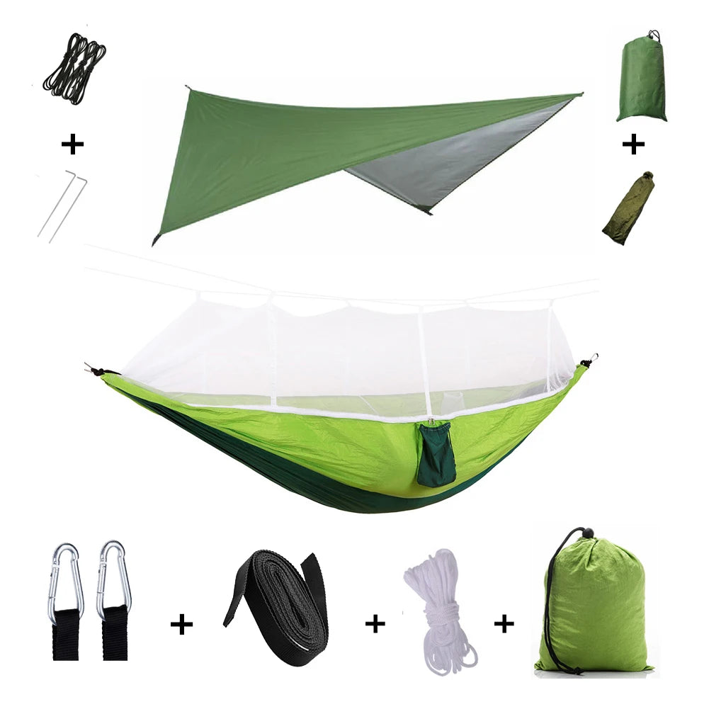 Camping Hammock with Mosquito Net & Rainfly Tent