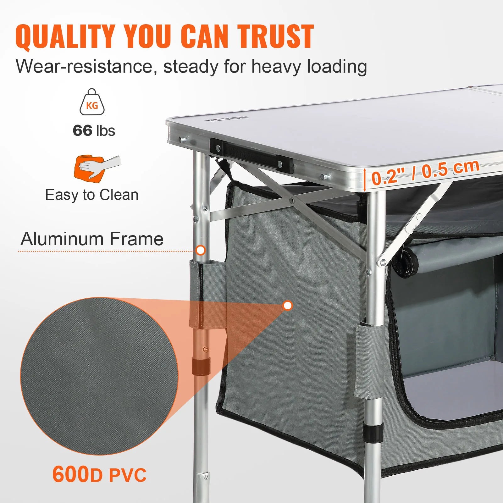 SucceBuy Folding Camping Kitchen Table – Quick Set-Up, Portable Outdoor Cooking Station