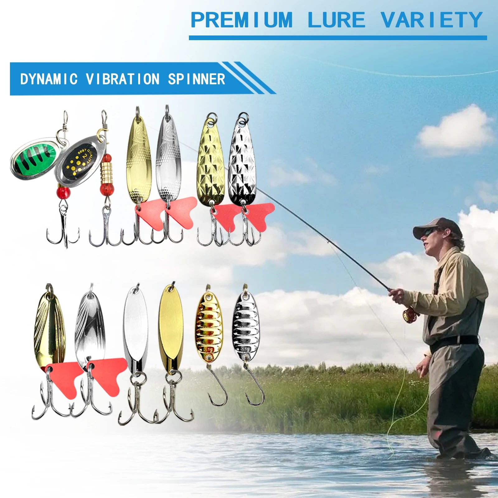 Multi-Lure Fishing Set with Tackle Box