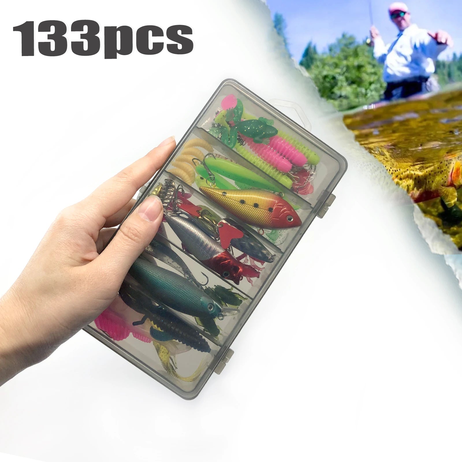 Multi-Lure Fishing Set with Tackle Box
