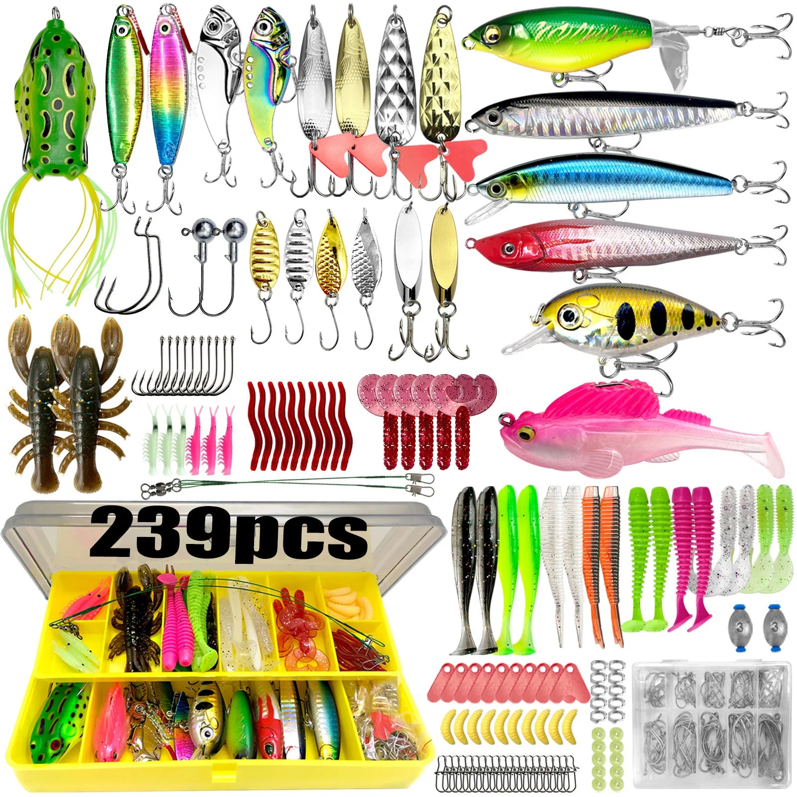 Multi-Lure Fishing Set with Tackle Box