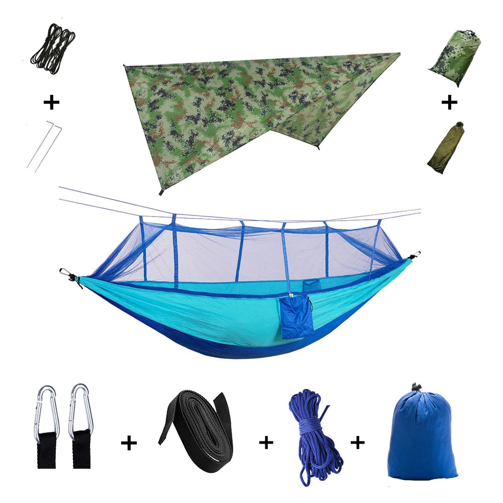 Camping Hammock with Mosquito Net & Rainfly Tent