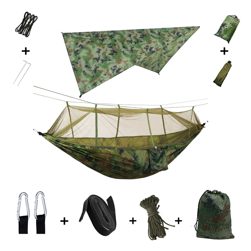 Camping Hammock with Mosquito Net & Rainfly Tent