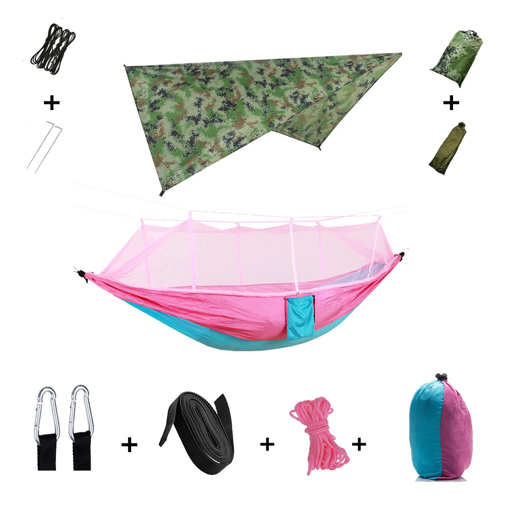 Camping Hammock with Mosquito Net & Rainfly Tent