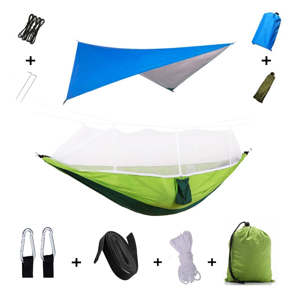 Camping Hammock with Mosquito Net & Rainfly Tent