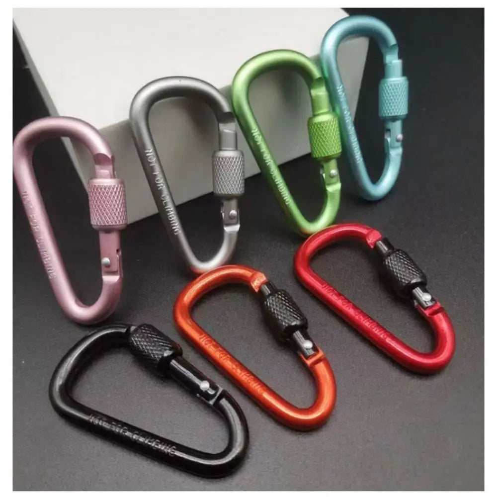 Aluminum Alloy D-Shaped Carabiner Keychain with Lock