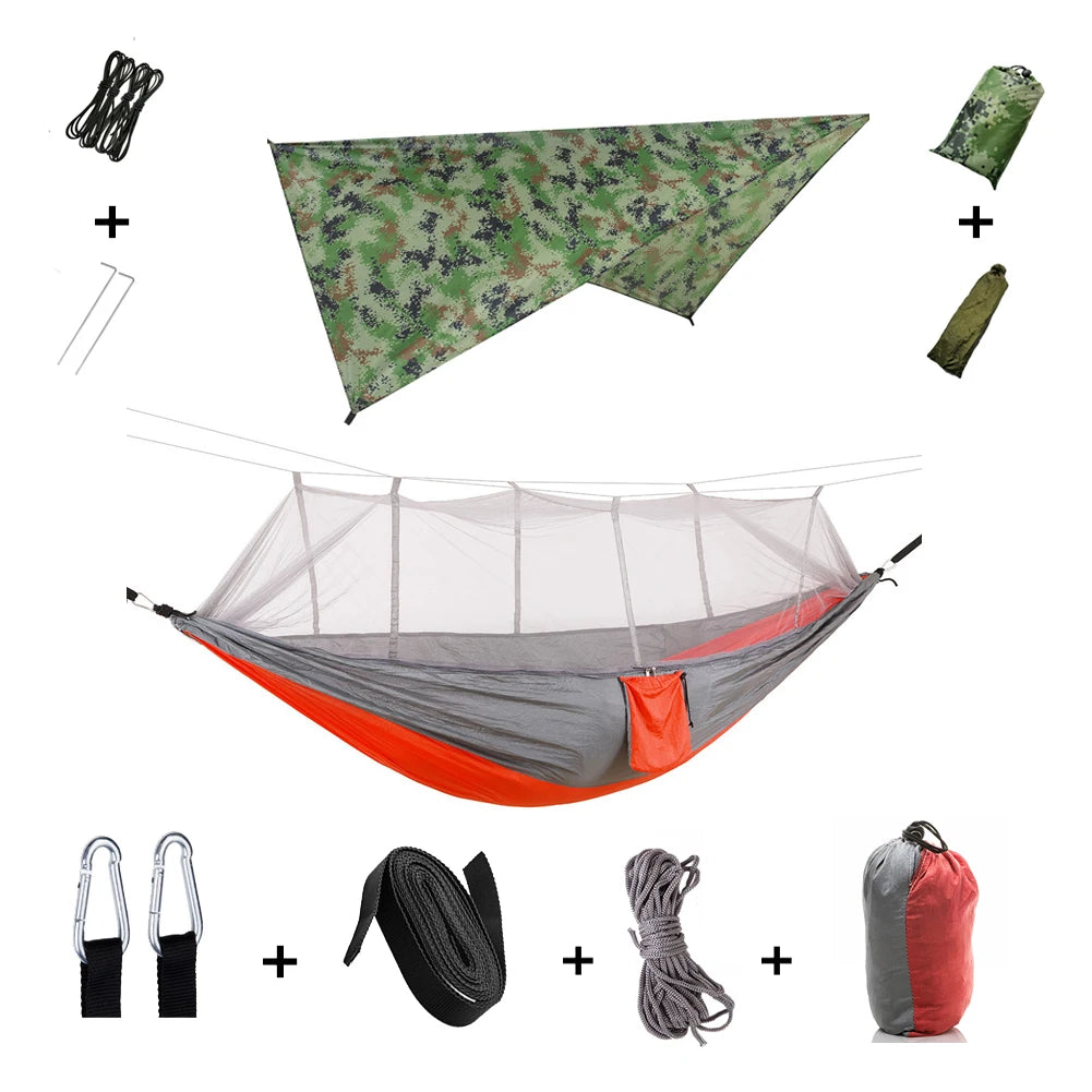 Camping Hammock with Mosquito Net & Rainfly Tent