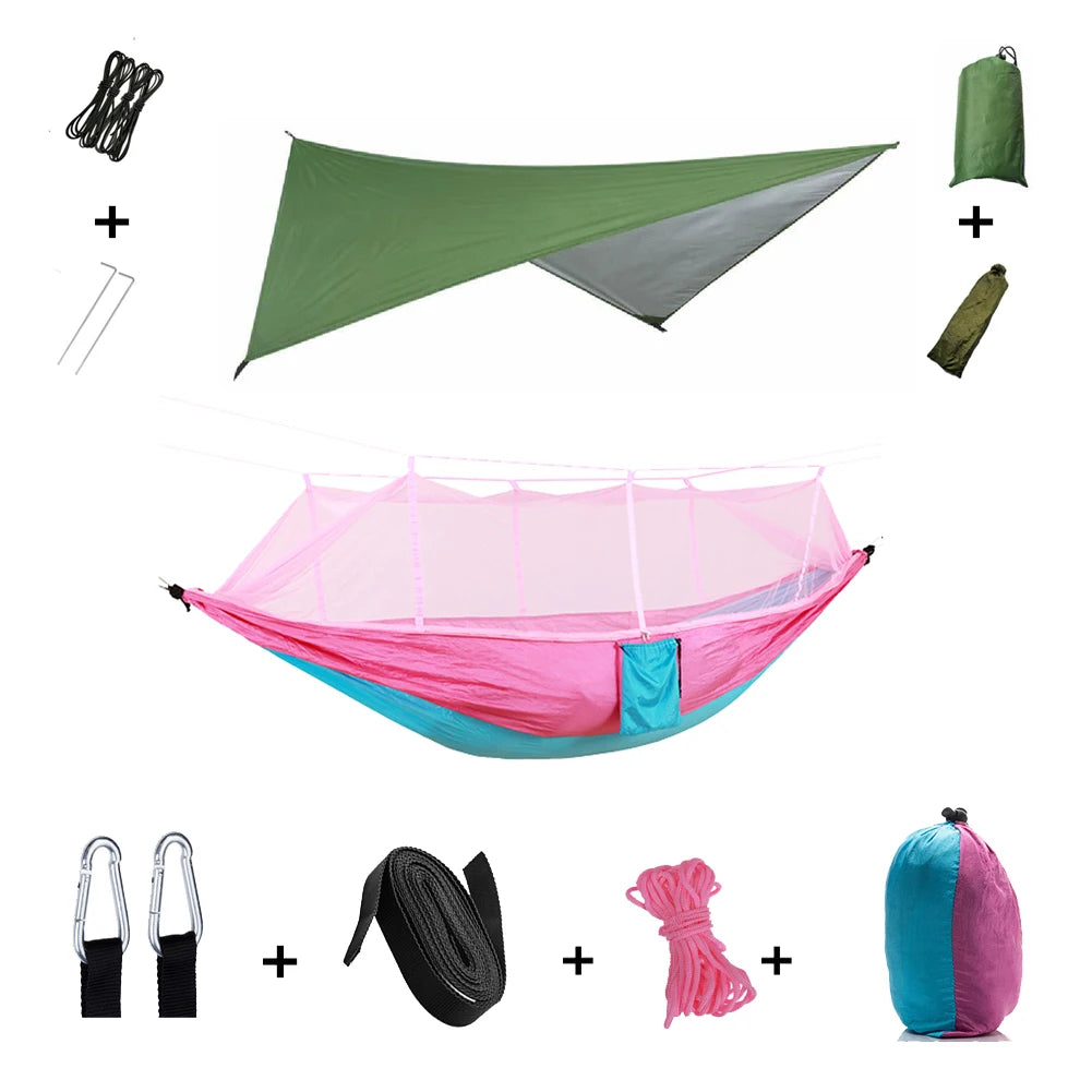 Camping Hammock with Mosquito Net & Rainfly Tent