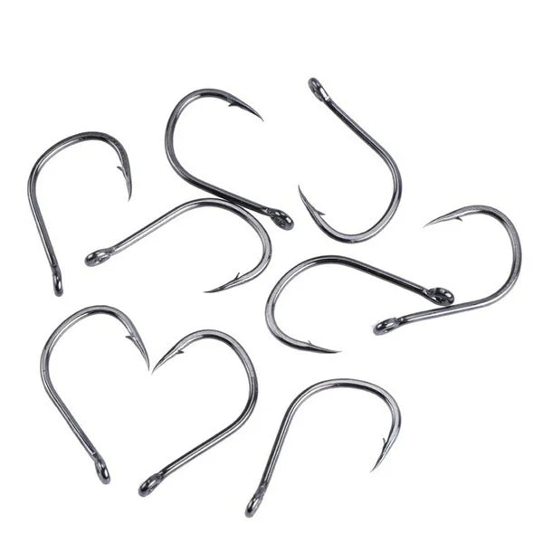 100PCS Carbon Steel Carp Fishing Hooks – 10 Sizes