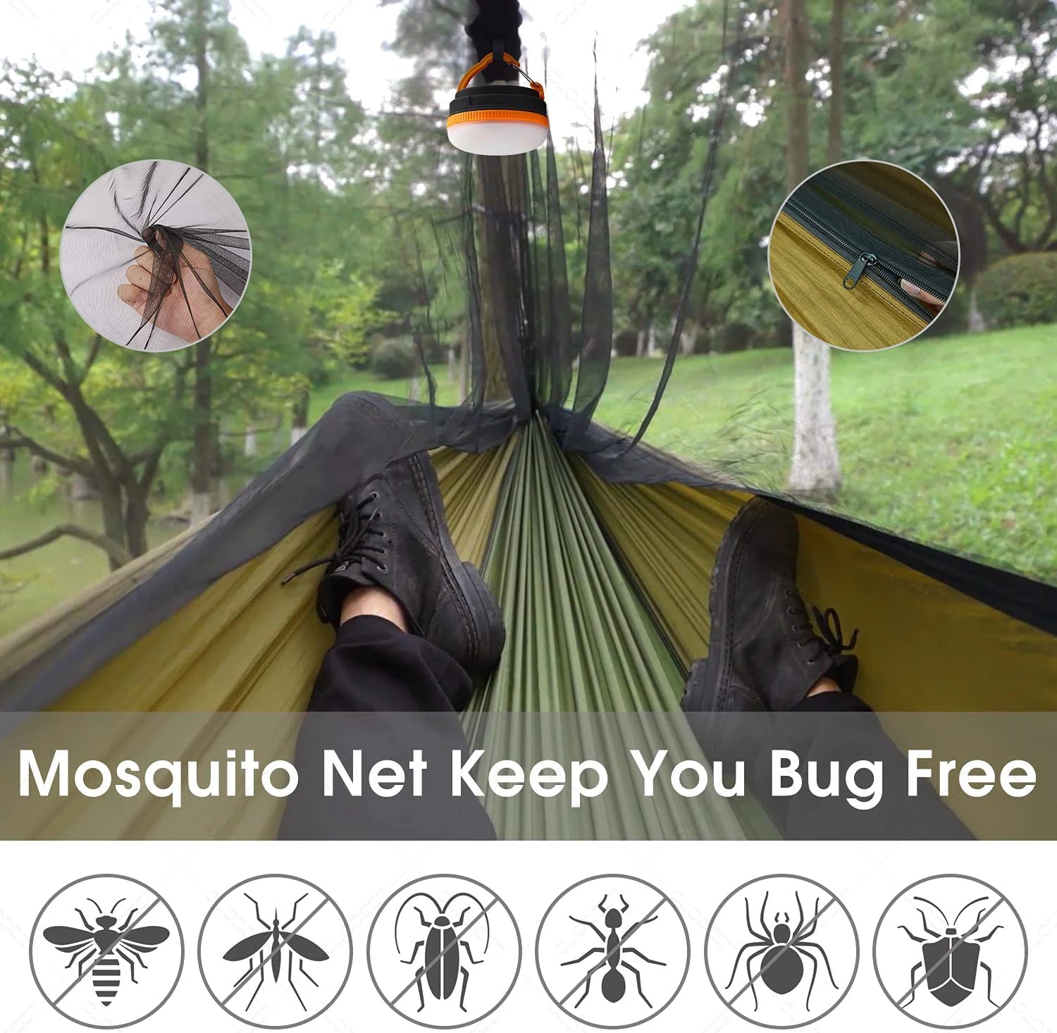 Camping Hammock with Mosquito Net & Rainfly Tent