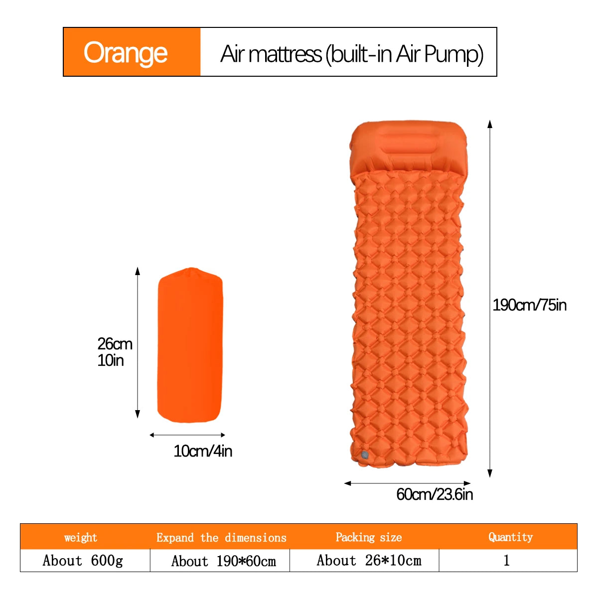Ultralight Outdoor Camping Sleeping Pad with Pillow