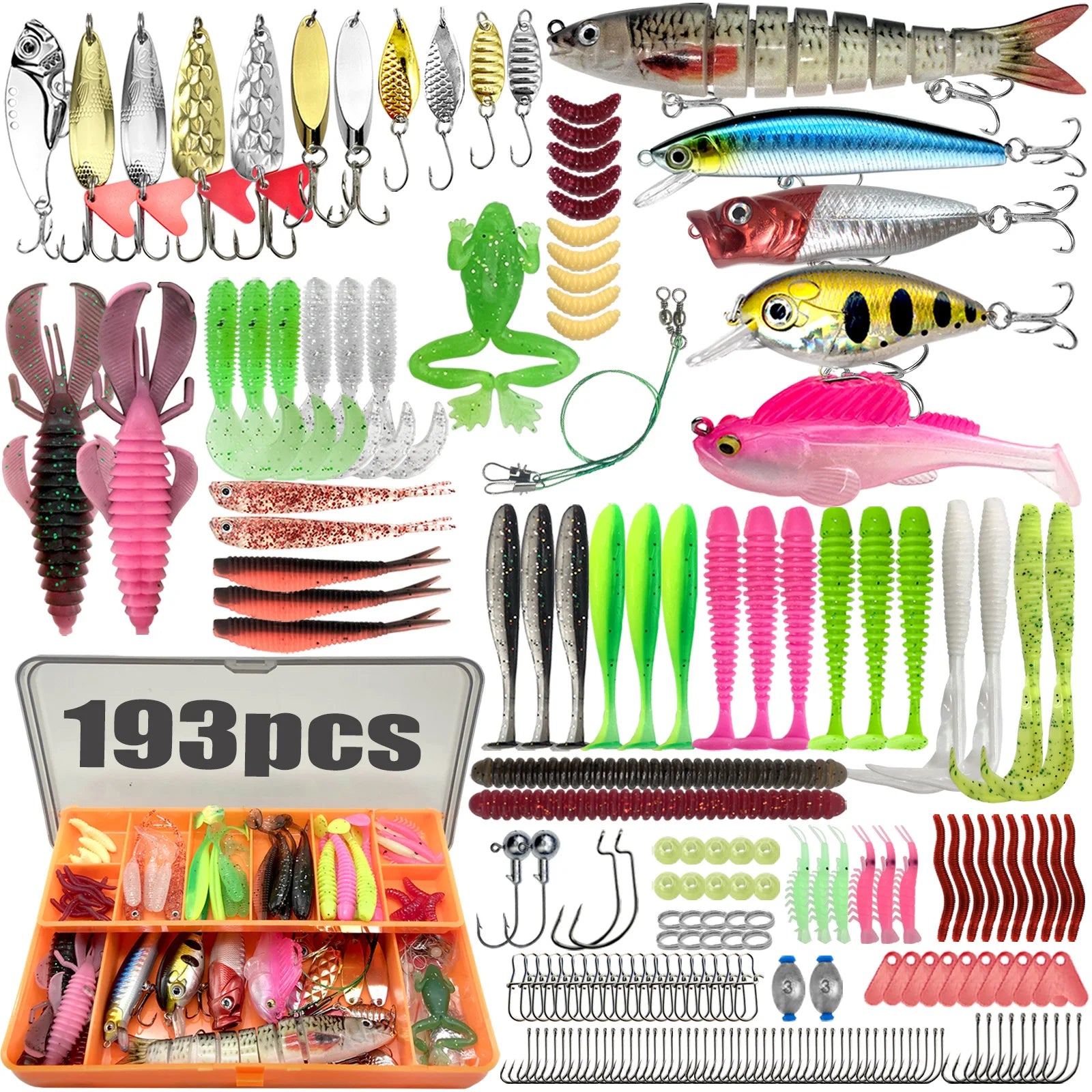 Multi-Lure Fishing Set with Tackle Box