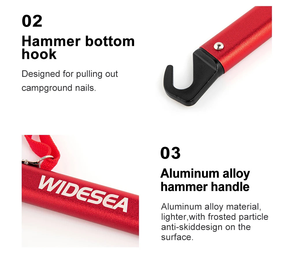 Widesea Stainless Steel Tent Hammer with Stake Puller