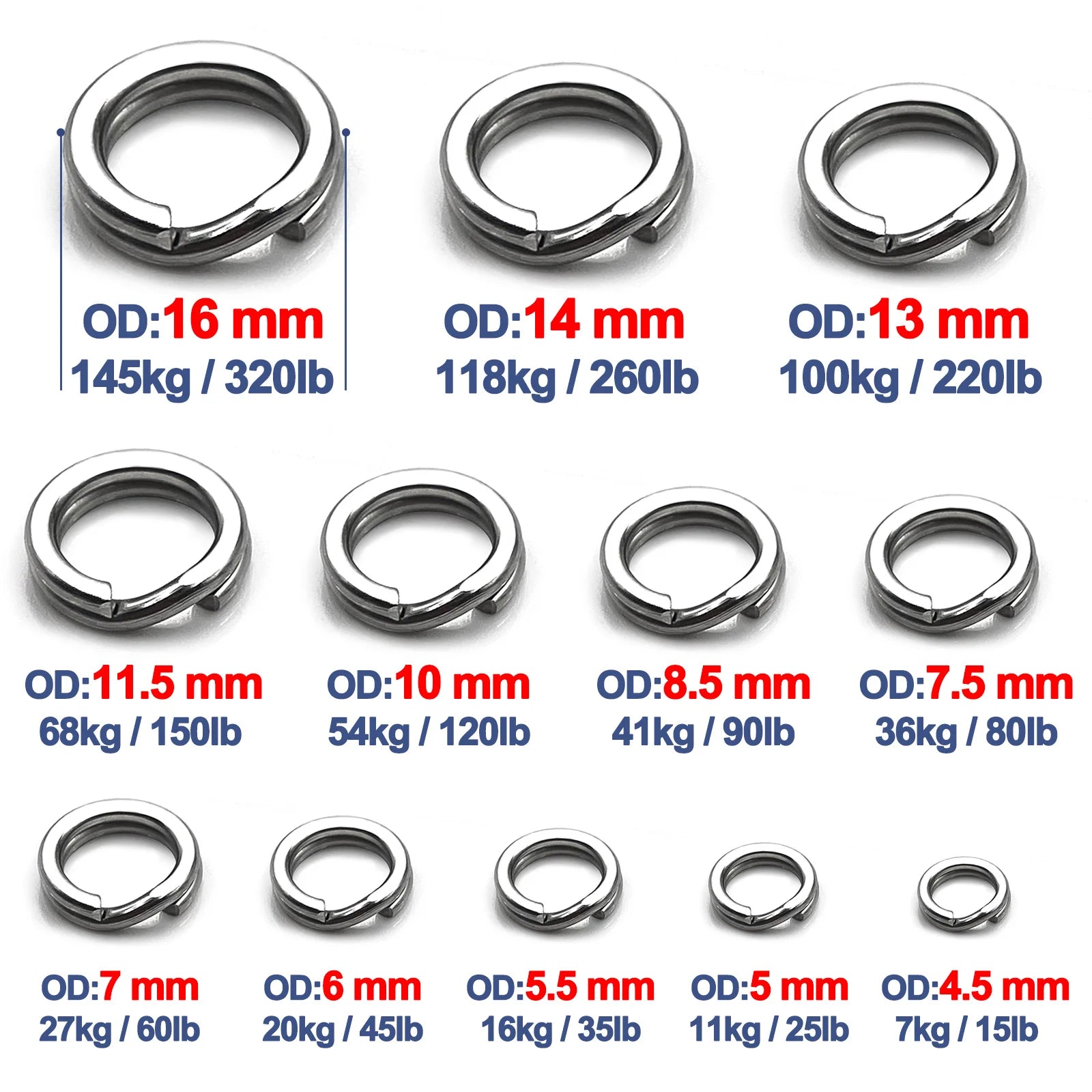50–200PCS Stainless Steel Fishing Split Rings