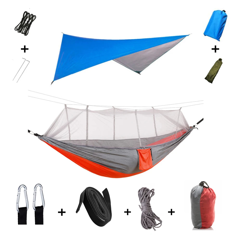 Camping Hammock with Mosquito Net & Rainfly Tent