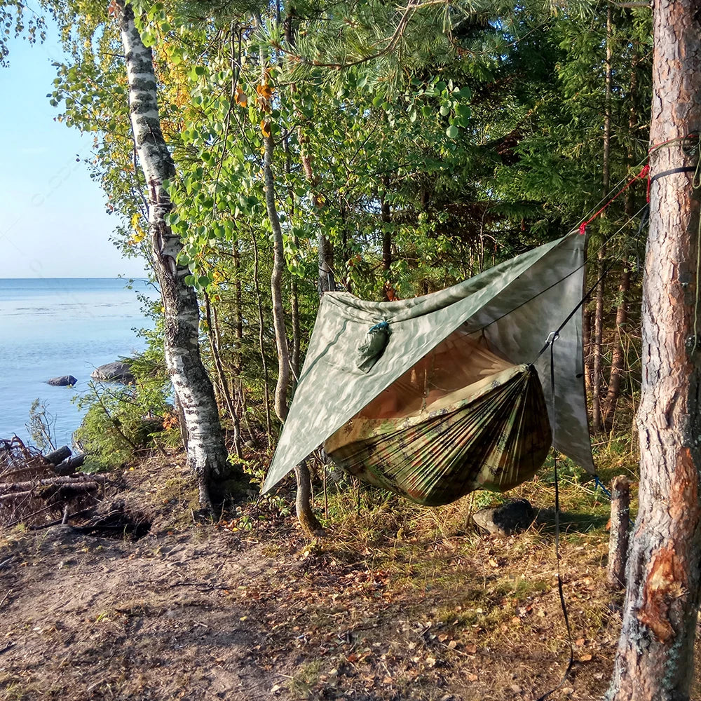 Camping Hammock with Mosquito Net & Rainfly Tent