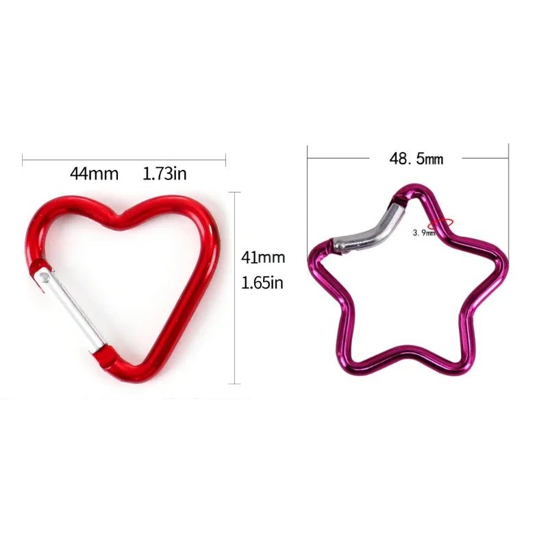 Star-Shaped Spring Lock Carabiner Keychains – Multicolor