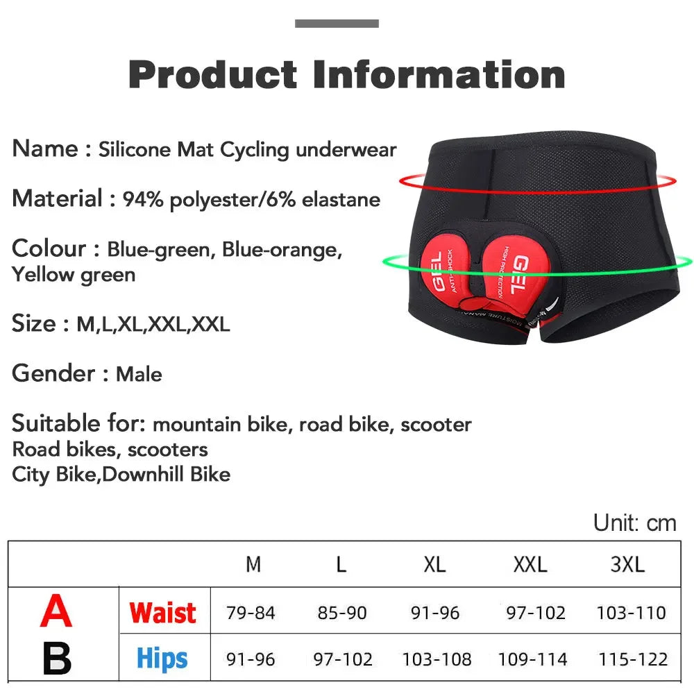 NEWBOLER Men’s 5D Gel Padded Cycling Underwear