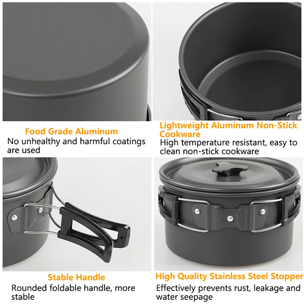 Camping Cookware Set for 2–3 People – Non-Stick