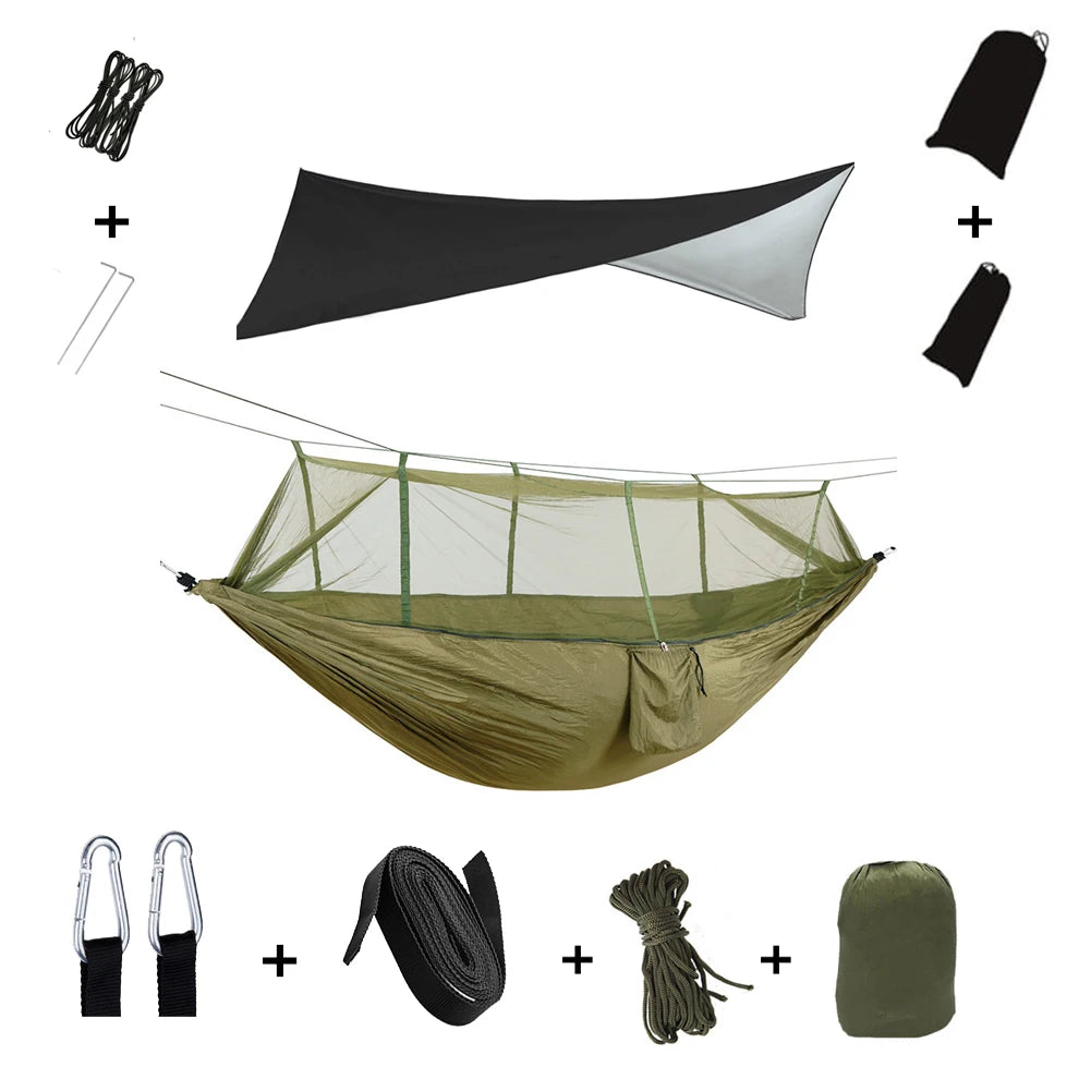 Camping Hammock with Mosquito Net & Rainfly Tent