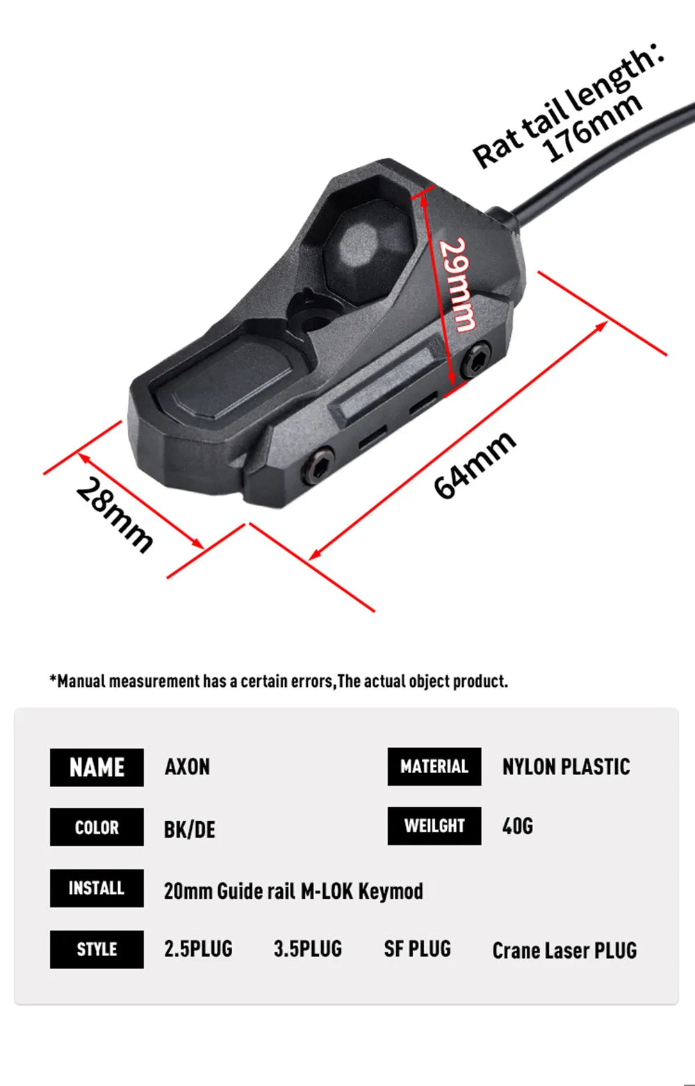 Surefir M300/M600 Tactical Flashlight with AXON Remote Switch