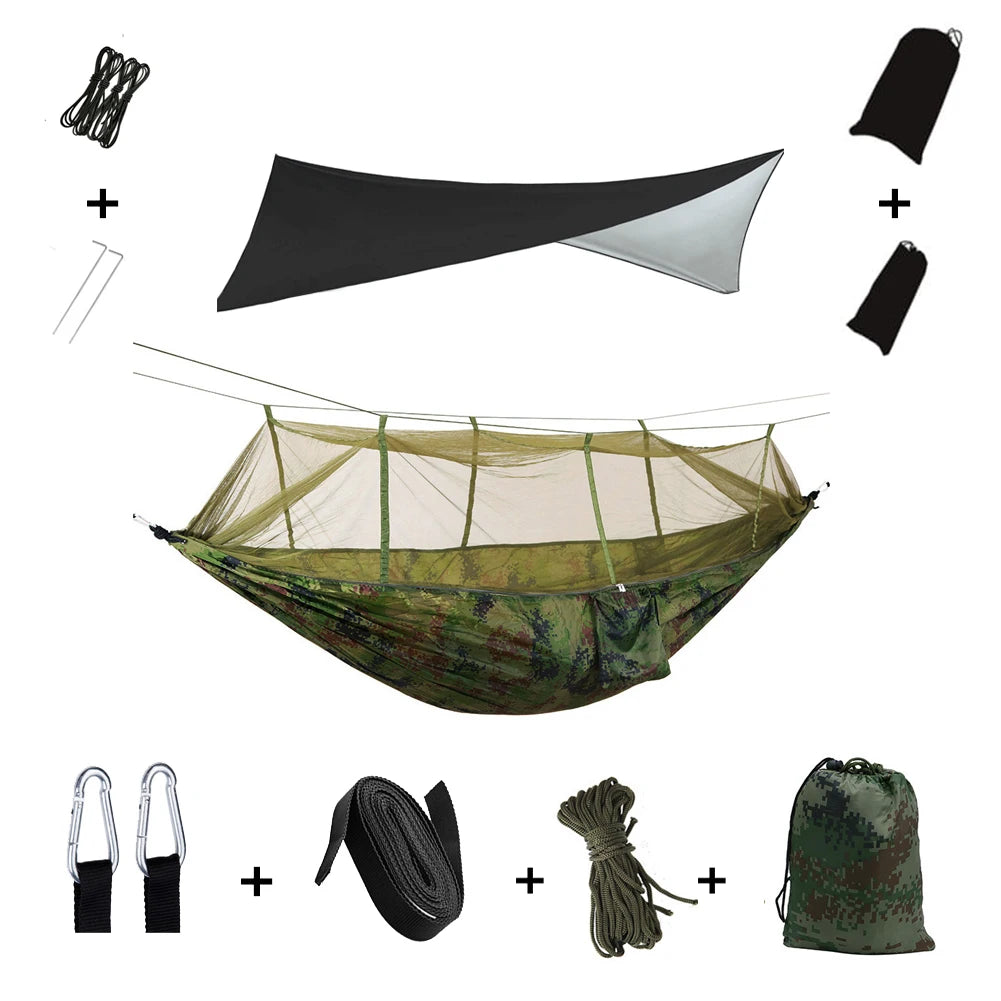 Camping Hammock with Mosquito Net & Rainfly Tent