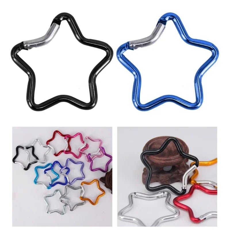 Star-Shaped Spring Lock Carabiner Keychains – Multicolor
