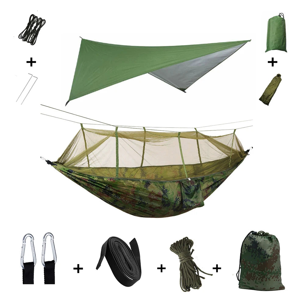 Camping Hammock with Mosquito Net & Rainfly Tent