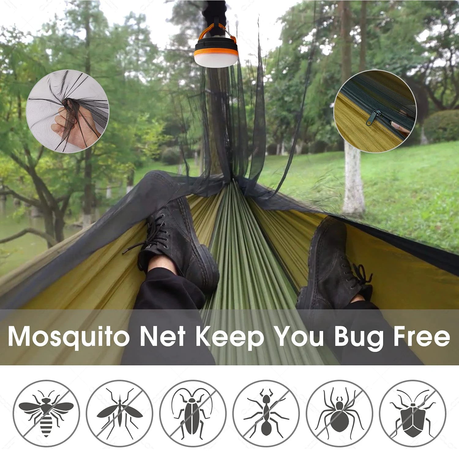 Camping Hammock with Mosquito Net & Rainfly Tent