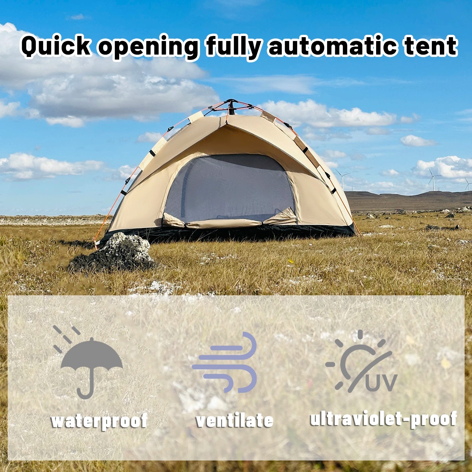 Outdoor Automatic Quick-Opening Tent – 4-Person Rain & Sun Shelter