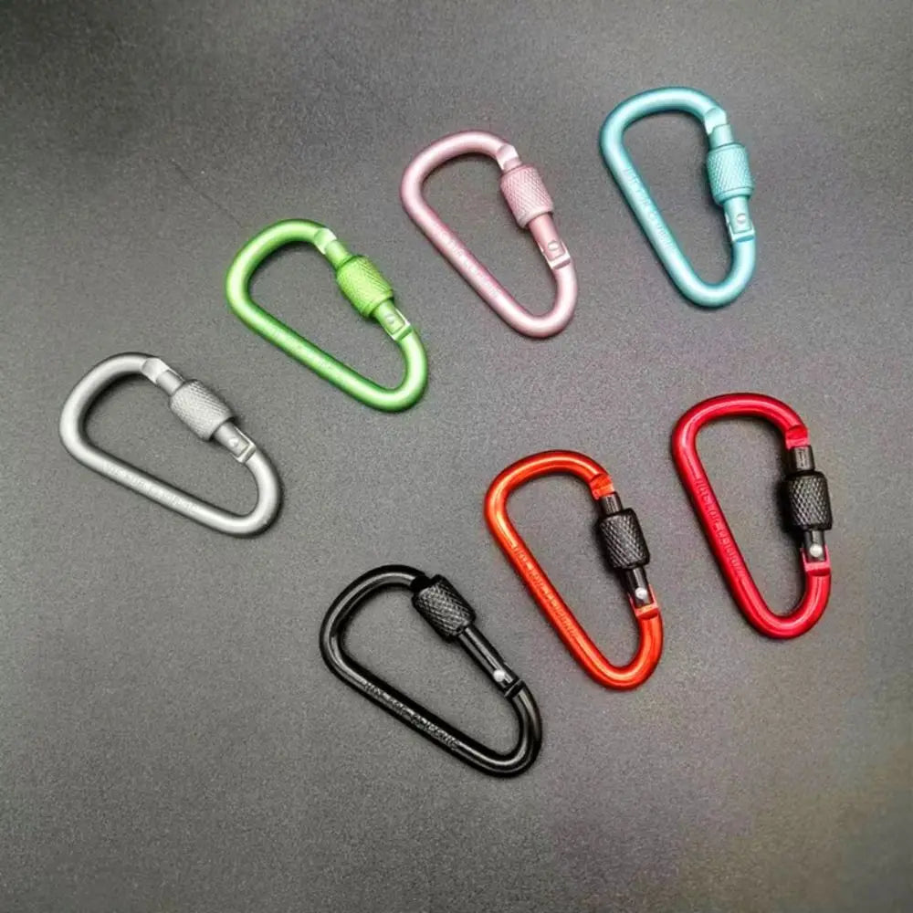 Aluminum Alloy D-Shaped Carabiner Keychain with Lock