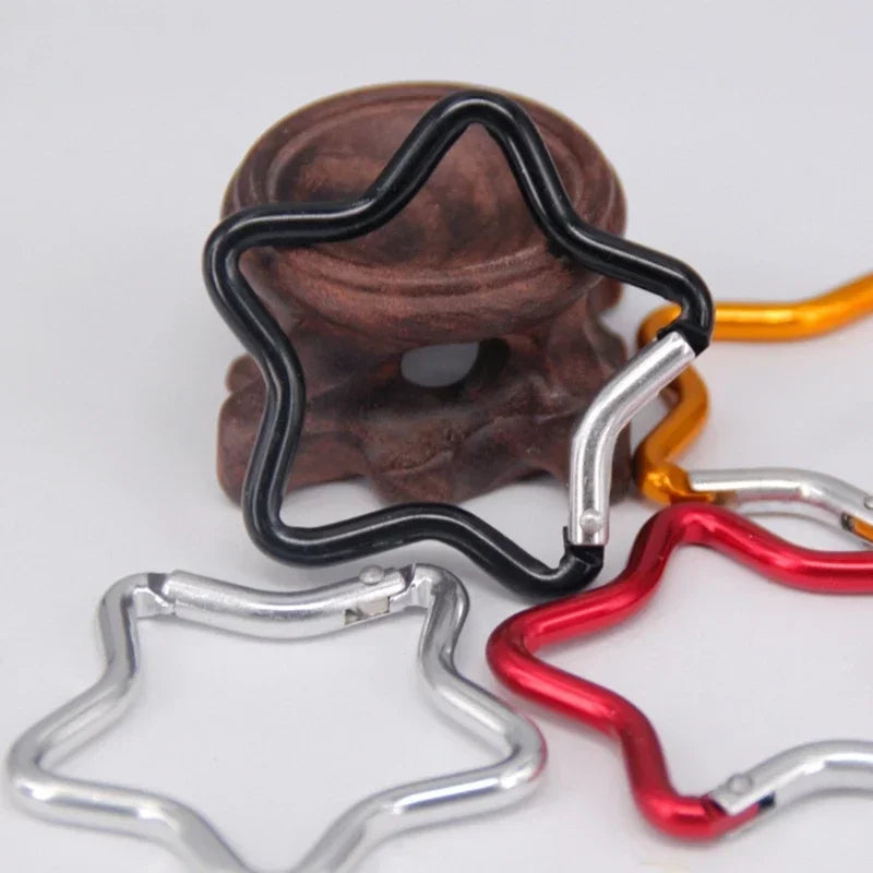 Star-Shaped Spring Lock Carabiner Keychains – Multicolor