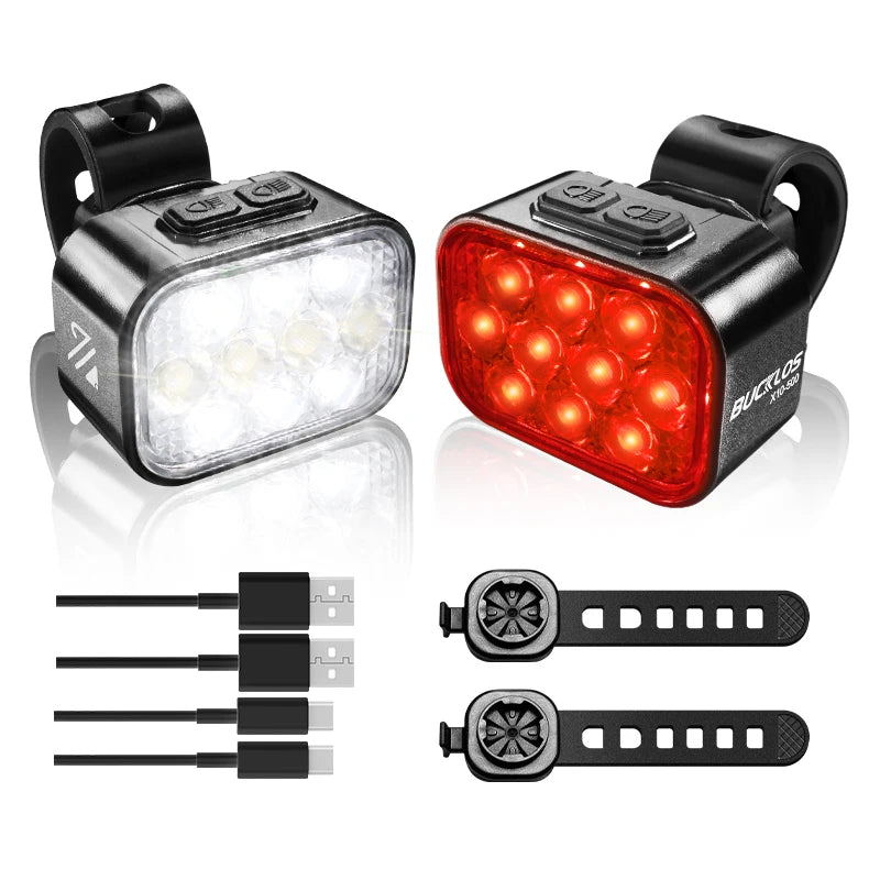 BUCKLOS USB Rechargeable LED Bike Lights – Front & Rear