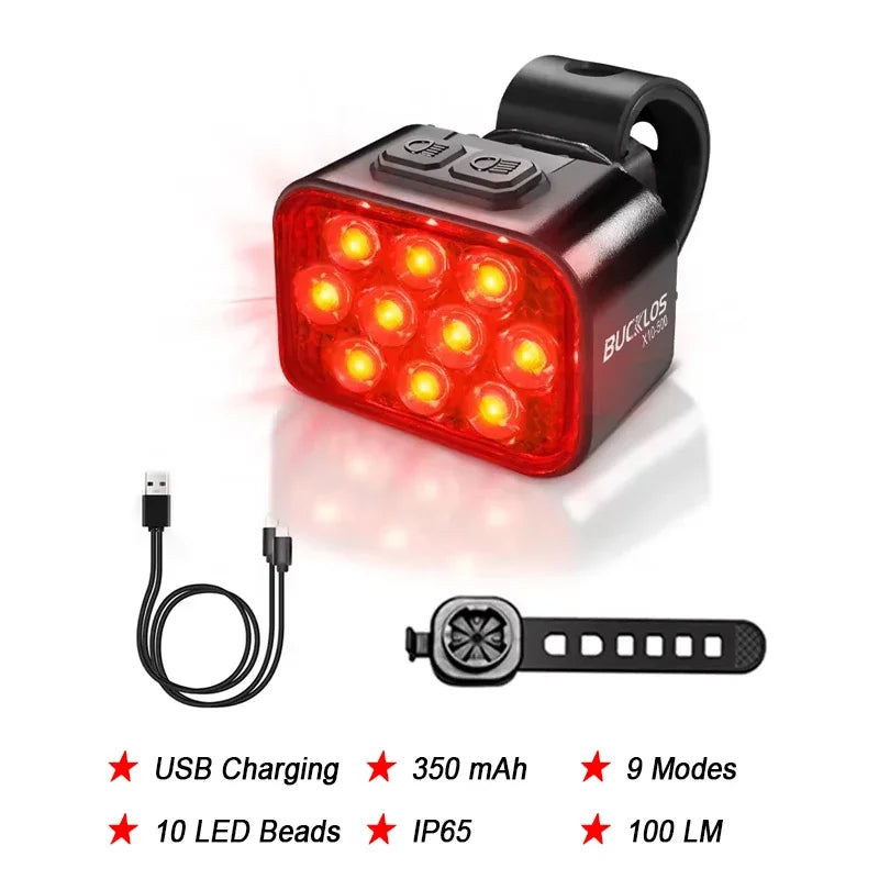 BUCKLOS USB Rechargeable LED Bike Lights – Front & Rear